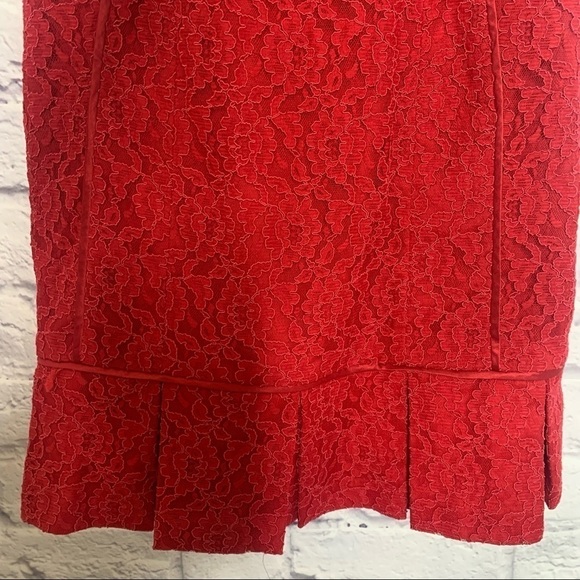 Aidan Mattox Red Lace Strapless Ruffle Hem Mini Dress - Picture 8 of 14